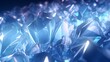 A breathtaking play of light and shadow on the macro panorama of an abstract crystal wonderland, forming an immersive wide panoramic polygonal wallpaper.