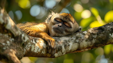 Wall Mural - monkey sleeping at midday