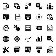 Glyph icons set for SEO.