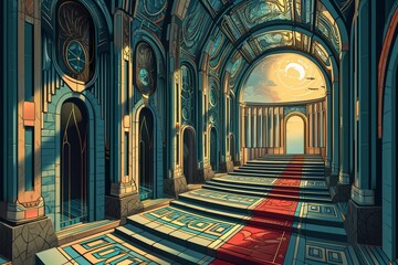 Canvas Print - cursed mirror labyrinths, reflecting distorted versions of reality and challenging perception - gene