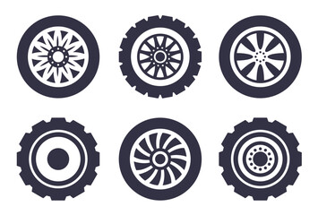 Wall Mural - Wheel car auto service isolated on white background set. Vector graphic design element illustration	