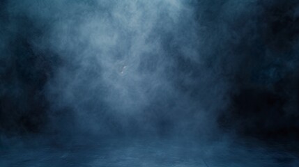 Wall Mural - dark blue abstract background in cyclorama style in misty atmosphere. opulent setting of extra depth