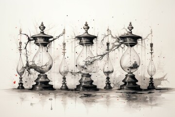 Canvas Print - Enigmatic time-warping hourglasses in Fantasy - Generative AI