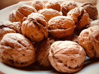 Healthy nuts on a white dish