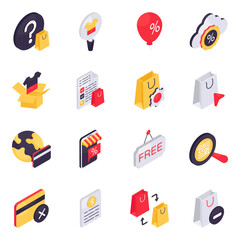 Wall Mural - Set of Shopping and Spending Isometric Icons

