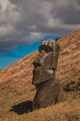 Moai statues are monolithic human figures carved by the Rapa Nui people on Rapa Nui (Easter Island) in eastern Polynesia, Chile 
