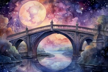 Wall Mural - Whimsical starlight bridges in Fantasy - Generative AI