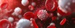 Blood cells and red blood cells in a red liquid Generative AI