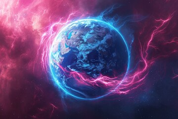 Wall Mural - Earth in Space: A Stunning 3D Render of Our Planet Generative AI