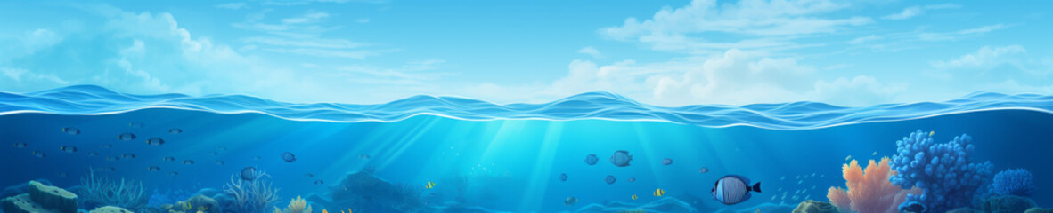 Wall Mural - abstract background with underwater theme, web site header or footer template