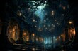 Mysterious shadow libraries in Fantasy - Generative AI