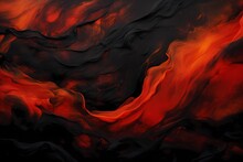 A Tapestry Of Onyx Black And Fiery Orange Brushstrokes Creating A Dramatic And Intense Abstract Masterpiece.