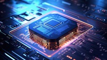 Artificial Intelligence Micro Chip With Text On Chip,