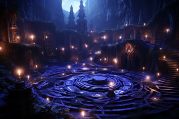 Poster - Mystic crystal labyrinths in Fantasy - Generative AI