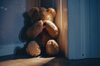 Concealing the Pain: Illustrating the Concept of Child Abuse with a Teddy Bear Shielding Its Eyes