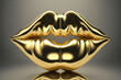 Złote usta, piękny język mówiony, alegoria - izolowany 3d - Golden lips, beautiful spoken language, allegory - isolated 3d - AI Generated