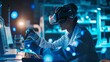 Man wearing a lab coat and using a VR headset Generative AI