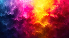 A Gradient Background, Like A Magic Radiance, Goes From Lemon Yellow To Rich Fuchsia