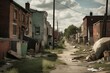 Depiction of destitution in a low-income neighborhood. Generative AI