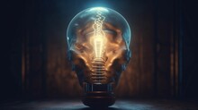 Human Head Light Bulb And Maze Mental Health Brain Ai Generative