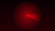 Motion Graphic Of Red Color Sonar Radar Screen Searching An Object With Line Digital Technology Background