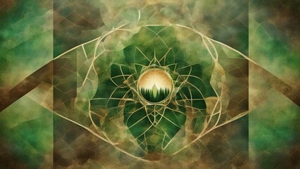 fractal background  A green and brown abstract background with the image of the forest mountain landscape  