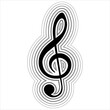 Black treble clef icon design, music note key. Treble clef with  lines around shape, vector illustration.