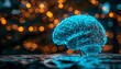 A blue and purple lighted brain with a tree branch Generative AI