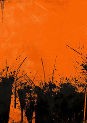 Poster - Dynamic orange splash on a grungy black background.