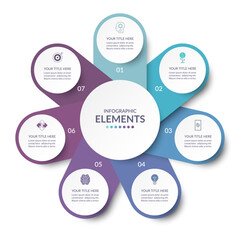 Wall Mural - Vector infographic circle. Cycle diagram with 7 steps. Simple and accessible infographic design for report, business analytics, data visualization, social media and presentation. Easy editable.