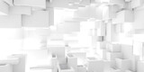 Fototapeta Perspektywa 3d - Room Filled With White Cubes, A Bold Black and White Composition 3d render illustration