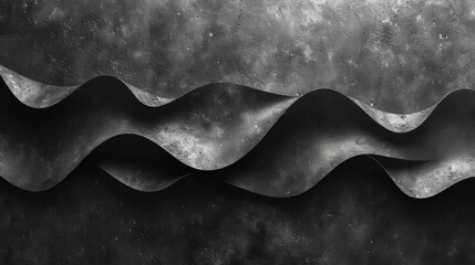 Wall Mural -  a black and white photo of a wave of water on a black and white background with stars in the sky.