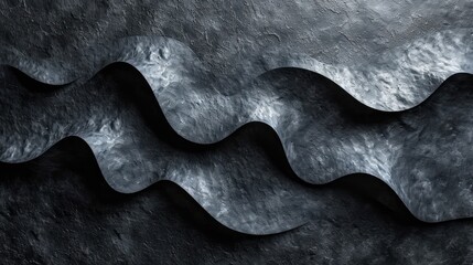 Wall Mural -  a black and white photo of a wave on a gray background with a black and white photo of a wave on the left side of the image.