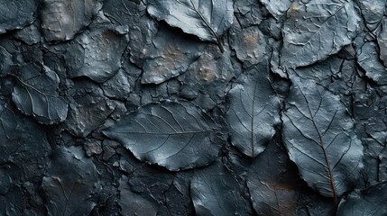 Canvas Print -  a close up of a tree trunk with a leaf on it's side and another leaf on the other side of the tree trunk.