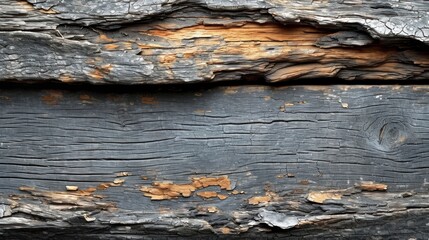 Wall Mural -  a close up of a piece of wood with chipped paint and peeling paint on the surface of the wood, with a bird perched on top of the wood.