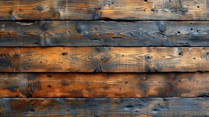 Wall Mural -  a close up of a wooden wall made of planks of different colors and sizes with holes in the middle of the planks of the wood, with a rusted surface.