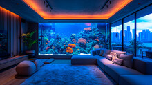 Exotic Fish In The Living Area. Living Room Aquarium