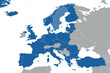North Atlantic organization member states on map of the Europe