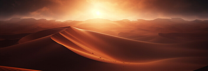 Poster - desert landscape with sun