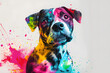 Fröhliche Hundekunst: Bunte Illustration eines verspielten Hundes für kreative Projekte