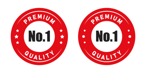 Aufkleber - No 1 premium quality logo stamp set with star in red and white color. No.1 quality logo red icon vector design for brand label or banner