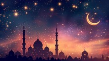 Illustration Of Ramadan Background With Mosque And Star Moon Ornament