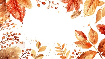 Wall Mural - A beautiful watercolor painting depicting autumn leaves and berries. Perfect for adding a touch of nature to any space