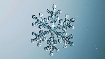 Poster - A single snowflake against a blue background. Perfect for winter-themed designs and holiday decorations