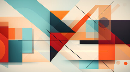 Abstract Geometric Composition: Minimalist Illustration with United Geometric Shapes. Modern Graphic Design with Simple Forms and Subtle Colors. Creative Concept for Visual Projects and Artistic Desig