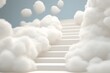abstract  background of staircase made of fluffy white balls dreamy fantasy 3d render interior podium for product photography