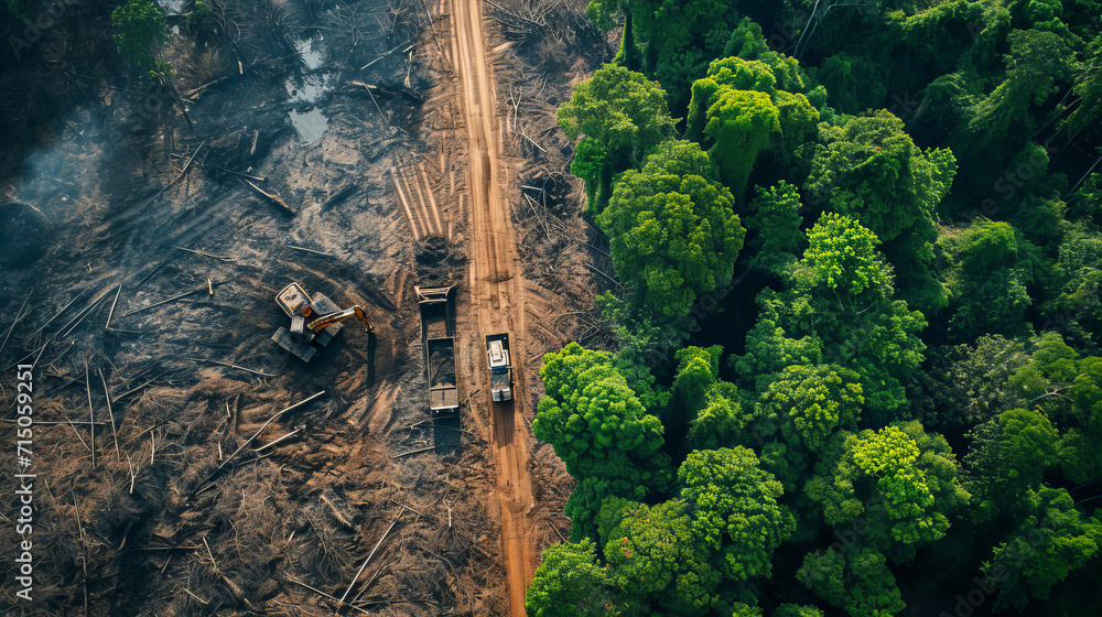 deforestation and environmental degradation by illegal logging Stock ...