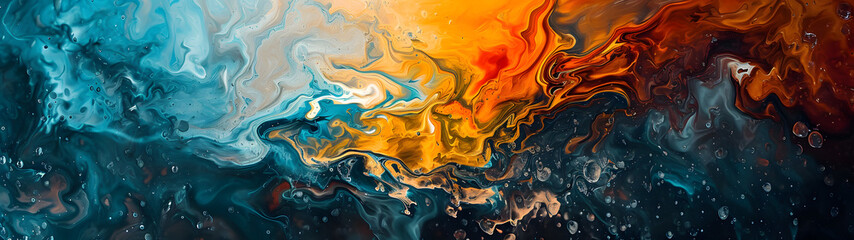 Wall Mural - Abstract Painting With Blue, Orange, and Yellow Colors