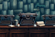 vintage-inspired wallpaper with old typewriters and handwritten letters
