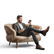 © Fatima Shk - Businessman sitting on a chair using smartphone